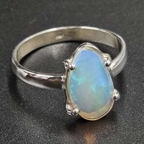 Ethiopian Opal Rose Cut 925 Sterling Silver Ring (REXT80-119)
