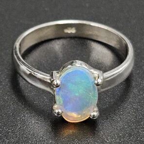 Ethiopian Opal Rose Cut 925 Sterling Silver Ring (REXT80-103)