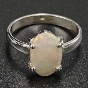 Ethiopian Opal Rose Cut 925 Sterling Silver Ring (REXT80-115)