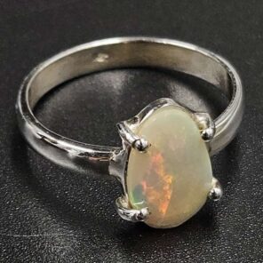 Ethiopian Opal Rose Cut Size US 9 925 Sterling Silver Ring (REXT80-109)