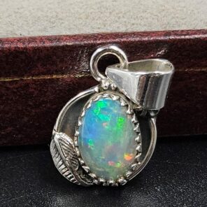 Ethiopian Opal Rose Cut 1" 925 Sterling Silver Pendant (REXT59-84)