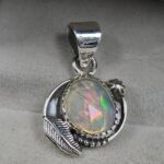Ethiopian Opal Rose Cut 1" 925 Sterling Silver Pendant (REXT59-85)