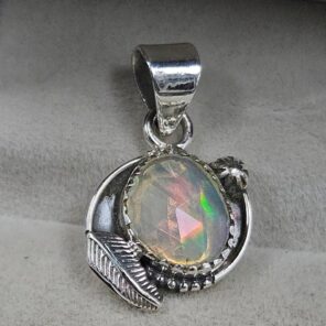 Ethiopian Opal Rose Cut 1" 925 Sterling Silver Pendant (REXT59-85)