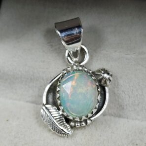 Ethiopian Opal Rose Cut 1" 925 Sterling Silver Pendant (REXT59-87)