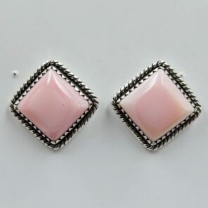 Pink Queen Conch 925 Sterling Silver Stud Earrings (REXT59-136)