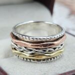 Two Tone 925 Sterling Silver Spinner Ring (REXT156-133)