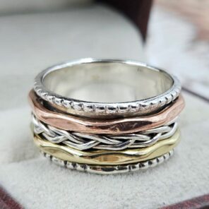 Two Tone 925 Sterling Silver Spinner Ring (REXT156-133)