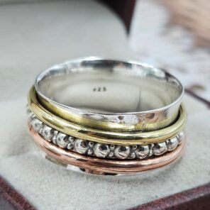 Two Tone 925 Sterling Silver Spinner Ring (REXT156-134)