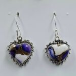 Purple Rose Dahlia Turquoise 1.25" 925 Sterling Silver Earrings (REXT157-115)