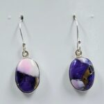 Purple Rose Dahlia Turquoise 1.25" 925 Sterling Silver Earrings (REXT157-116)