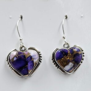 Purple Rose Dahlia Turquoise 1.25" 925 Sterling Silver Earrings (REXT157-118)