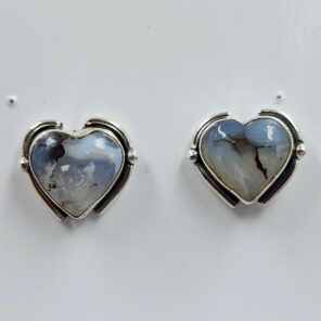 Dendritic Agate 0.5" 925 Sterling Silver Stud Earrings (REXT156-73)