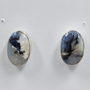 Dendritic Agate 0.6" 925 Sterling Silver Stud Earrings (REXT156-75)