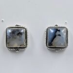 Dendritic Agate 0.6" 925 Sterling Silver Stud Earrings (REXT156-75)