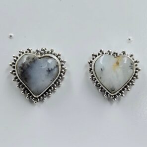 Dendritic Agate 0.5" 925 Sterling Silver Stud Earrings (REXT156-77)