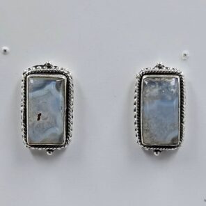 Dendritic Agate 0.75" 925 Sterling Silver Stud Earrings (REXT156-81)