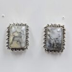 Dendritic Agate 0.6" 925 Sterling Silver Stud Earrings (REXT156-83)