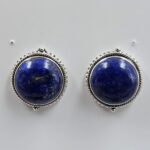 Lapis Lazuli 0.75" 925 Sterling Silver Stud Earrings (REXT156-92)
