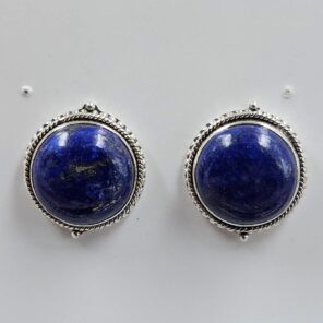 Lapis Lazuli 0.75" 925 Sterling Silver Stud Earrings (REXT156-92)