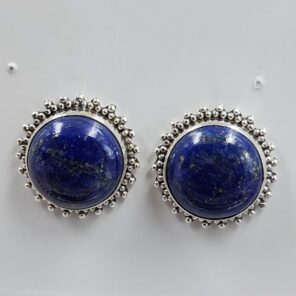 Lapis Lazuli 0.75" 925 Sterling Silver Stud Earrings (REXT156-93)