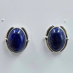 Lapis Lazuli 0.6" 925 Sterling Silver Stud Earrings (REXT156-94)