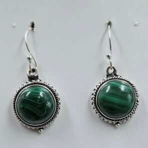 Malachite 1.25" 925 Sterling Silver Stud Earrings (REXT156-62)