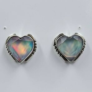 Aurora Opal Cut 0.6" 925 Sterling Silver Stud Earrings (RS19-404)