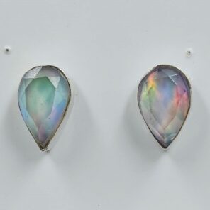 Aurora Opal Cut 0.6" 925 Sterling Silver Stud Earrings (RS19-405)