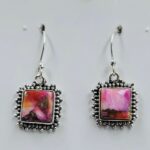 Pink Dahlia Turquoise 1.25" 925 Sterling Silver Earrings (REXT157-102)