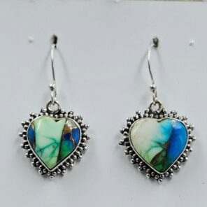 Peacock Dahlia 1.25" 925 Sterling Silver Earrings (RS19-352)