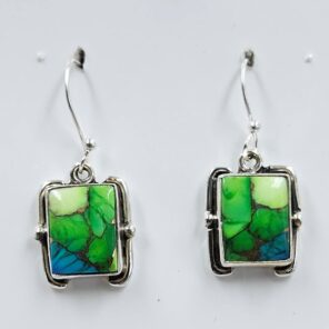 Peacock Dahlia 1" 925 Sterling Silver Earrings (RS19-351)