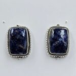 Sodalite 0.75" 925 Sterling Silver Stud Earrings (REXT157-152)