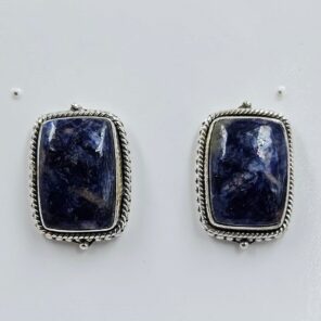 Sodalite 0.75" 925 Sterling Silver Stud Earrings (REXT157-152)