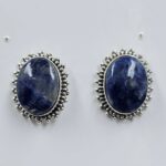 Sodalite 0.75" 925 Sterling Silver Stud Earrings (REXT157-151)