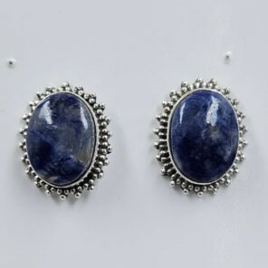 Sodalite 0.75" 925 Sterling Silver Stud Earrings (REXT157-151)