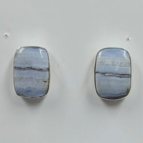 Blue Lace Agate 0.6" 925 Sterling Silver Stud Earrings (REXT157-147)