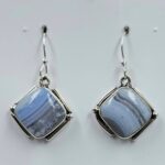 Blue Lace Agate 1.25" 925 Sterling Silver Earrings (REXT157-144)