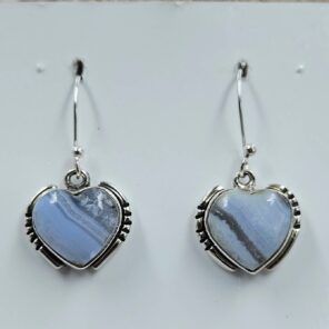 Blue Lace Agate 1" 925 Sterling Silver Earrings (REXT157-143)