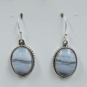 Blue Lace Agate 1.25" 925 Sterling Silver Earrings (REXT157-141)