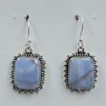Blue Lace Agate 1.25" 925 Sterling Silver Earrings (REXT157-139)