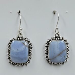 Blue Lace Agate 1.25" 925 Sterling Silver Earrings (REXT157-139)