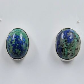 Chrysocolla 0.6" 925 Sterling Silver Stud Earrings (RS19-359)