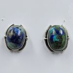 Chrysocolla 0.6" 925 Sterling Silver Stud Earrings (RS19-360)
