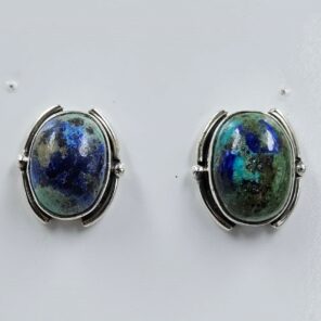 Chrysocolla 0.6" 925 Sterling Silver Stud Earrings (RS19-360)