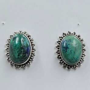 Chrysocolla 0.6" 925 Sterling Silver Stud Earrings (RS19-361)