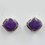 Purple Copper Turquoise 0.5" 925 Sterling Silver Stud Earrings (REXT157-165)