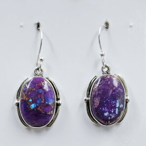 Purple Copper Turquoise 1.25" 925 Sterling Silver Earrings (REXT157-161)