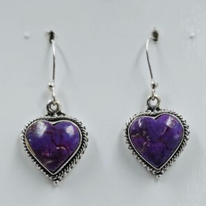 Purple Copper Turquoise 1.25" 925 Sterling Silver Earrings (REXT157-160)