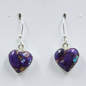 Purple Copper Turquoise 1" 925 Sterling Silver Earrings (REXT157-159)