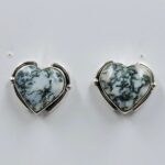 Tree Agate 0.5" 925 Sterling Silver Stud Earrings (REXT156-53)